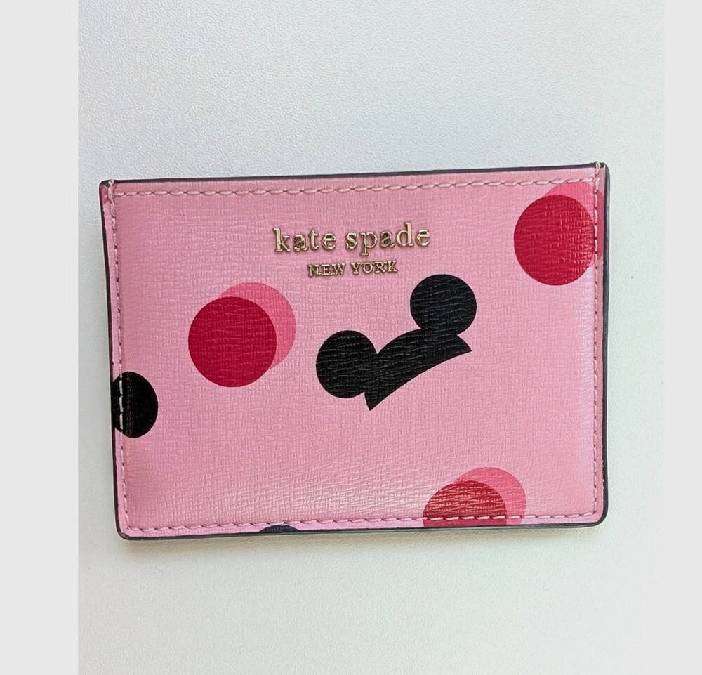 Disney x Kate Spade Minnie Mouse Small Slim Card Case Wallet Pink Polka Dot
